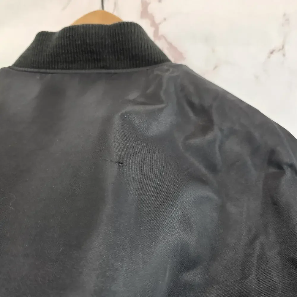 Vintage Y2K Jacket Mens Large Black Bomber Zip Sean John P Diddy Satin Coat Rare